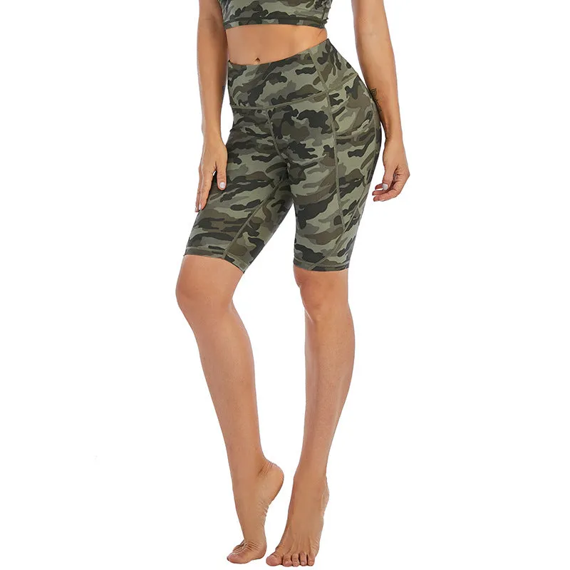 ZABRI Women Running Cameo Leopard Printed Yoga Sports High Waist Yoga Biker Shorts