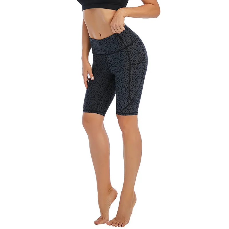 ZABRI Women Running Cameo Leopard Printed Yoga Sports High Waist Yoga Biker Shorts